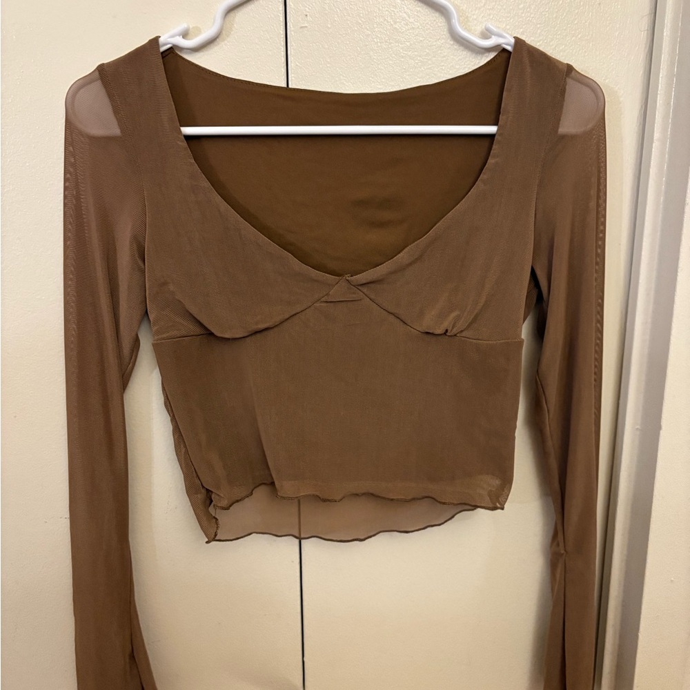 Brown Long Sleeve Women's Top